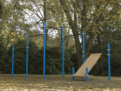 Каскад турников со скамьей для пресса Воркаут SP WRK-12_76mm