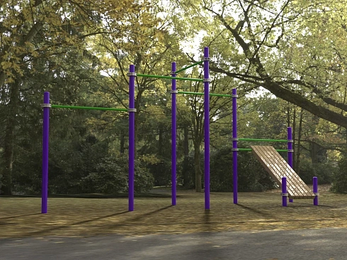 Каскад турников со скамьей для пресса Воркаут SP WRK-12_76mm