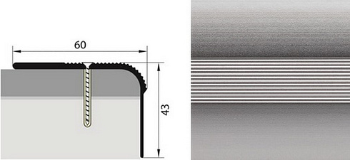 Уголок алюминиевый, 60*43мм