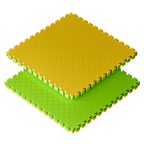 Будо-маты спортивные — 30 мм, жёлтый/зелёный