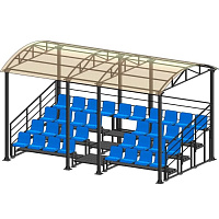 Трибуна для зрителей 4 ряда на 34 места с навесом и перилами