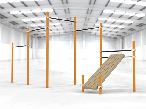 Каскад турников со скамьей для пресса Воркаут SP WRK-12_76mm